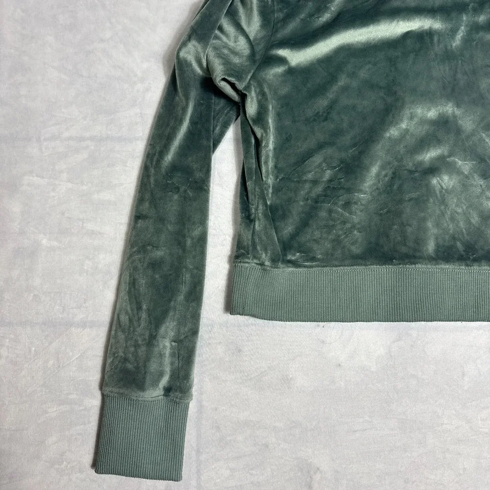 Aerie Womens Real Good‎ Cropped Full-Zip Hoodie Olive Green Long Sleeve Size S